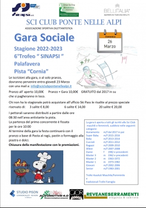 GARA SOCIALE 26 marzo 2023 - Vi aspettiamo numerosi